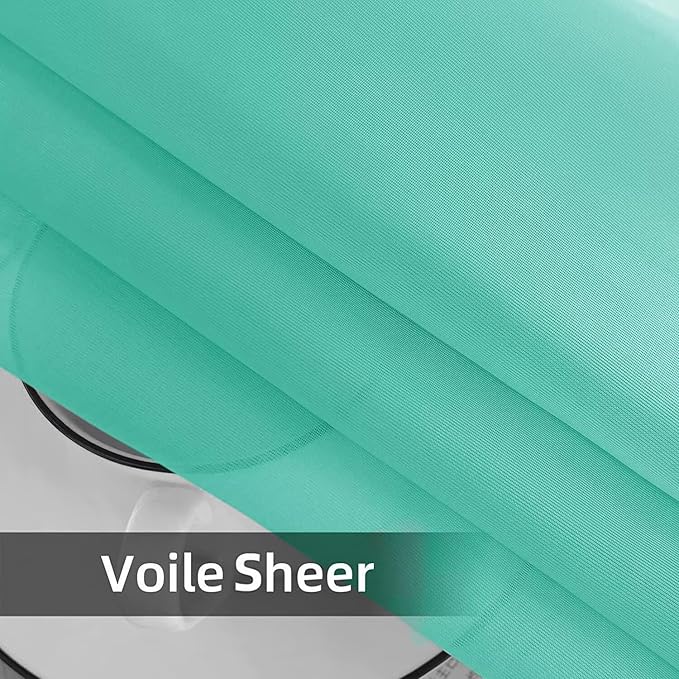 SpaceDresser Waterproof Outdoor Sheer Curtains for Patio - 2 Panels Rod Pocket Indoor Voile Sheer Curtain for Living Room,52W x 120L inch,Turquoise