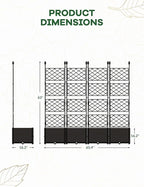 4 PCS Raised Garden Bed with Trellis, 65" LX16 WX63 H Plastic Planter Box for Climbing Plants, Outdoor Vertical Garden with Privacy Screen for Patio, Balcony, Backyard – Sturdy & Lightweight