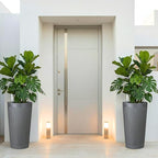 24in Tall Self-Watering Planters Set of 2 - Grey Flower Pots with Water Level Monitor, Non-Toxic Plastic Planters for Indoor Outdoor Patio, Porch, Living Room, Home Office