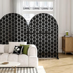 Casaphoria 72" H x 47" W Arched Metal Privacy Screen - Elegant Freestanding Outdoor Screen for Deck, Patio & Balcony - Versatile Decorative Privacy Panels for Home & Garden Use (Black-Square)
