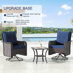 Kullavik 13 Pieces Outdoor Patio Furniture Set,PE Wicker Rattan Sectional Sofa Patio Conversation Sets with 43" 55000BTU Gas Propane Fire Pit Table,Swivel Rocking Chairs Set,Navy Blue
