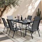 JEAREY Patio Dining Chairs Set of 6, Outdoor Stackable Dining Furniture Set, All Weather Dining Set for Lawn, Garden, Backyard, Poolside, Grey
