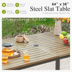 Sophia & William Swivel Patio Dining Set for 6 | Outdoor Table and Chairs | Removable Seat Cushions | 64" Metal Tabletop with Wood Texture