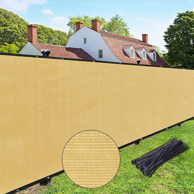 UPGRADE Privacy Fence Screen 5'x31' Sand Outdoor 90% Visibility Blockage 170 GSM Mesh Shade Cover Panels for Backyard,Balcony,Home Decoration with Zip Ties,Customized Avaliable