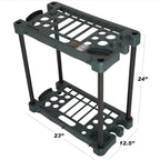Storage Rack for Garden Tools with Tiered Shelves, Plastic, Dark Green
