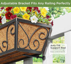 Y&M 24 Inch Window Deck with Coco Liner, Fence Metal Hanging Flower Planter Window Basket Deck Railing Planter Boxes for Outdoor Garden Lawn-Butterfly,4pcs