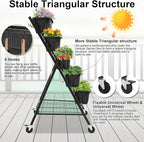 Homdox 5-Tier Vertical Garden Bed with Lockable Caster Wheels and Storage Rack - 4FT Vertical Raised Bed with 5 Garden Planter Boxes- Perfect to Grow Vegetables Herbs Flowers Indoor(Black)