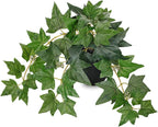 17.7" Artificial Plants Indoor Home Decor, Fake Potted Silk Plants for Shelves, Desks, Living Room, Home & Office Decor, Small Artificial Ivy Vine Plant in Pot, Faux Greenery Tropical Plant, Green
