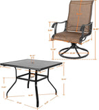 NUU GARDEN Outdoor Dining Set 5-Piece Patio Set with Weather-Resistant Table and 4 Textilene Swivel Chairs for Yard, Deck and Poolside, Brown and Black