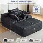 67 Inch Chaise Lounge Chair Indoor, Oversized Upholstered Boneless Sofa Bed, Corduroy Deep Seat Sleeper Couch Reading Chairs, Cloud Sofas Couches for Living Room, No Assembly Required (Dark Gray)