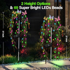 Solar Garden Lights Outdoor Decorative Waterproof, 69LED Swaying Tree Solar Lights for Outside, Butterfly Flower Lights Solar Power Yard Decor for Pathway Patio Lawn Grave Decorations