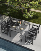SERWALL Outdoor Expandable Dining Table 60" - 83", Patio Dining Table for 4-10 People, All Weather HDPE and Aluminum Outdoor Furniture for Backyard, Garden, Grey