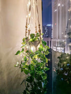Comtelek Fake Hanging Plants with Lights Artificial Plants for Home Decor Macrame Plant Hanger with Fake Vines Faux Hanging Planter for Wall Ceiling Bedroom Bathroom Kitchen Office Boho Decor Indoor