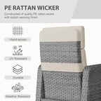 Restland Outdoor Recliner with Independent Adjustable Back & Footrest Wicker Patio Reclining Chair with Flip Table Comfortable Lounge Chair & Thick Cushion for Deck, Porch (3 Piece, Beige)
