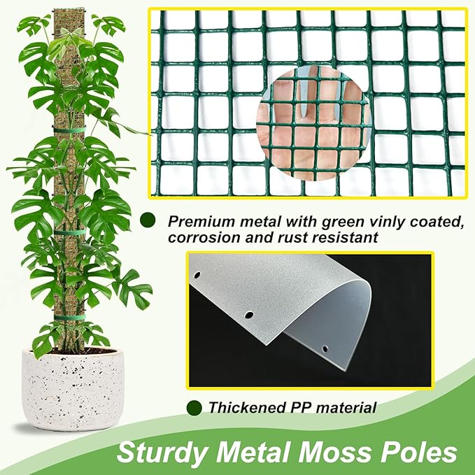 60"/40"/24" Metal Moss Pole, D Shape Sphagnum Moss Pole, Moss Poles for Climbing Plants, Monstera, Indoor Climbing Plants (3 Each of 40" 24")