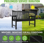 Backyard Expressions Poly Patio Bench (800 Lb Capacity) – Weatherproof Outdoor Bench, Low Maintenance, Heavy-Duty Recycled Material – Ideal for Porch, Patio & Park (Black Woodgrain Look)