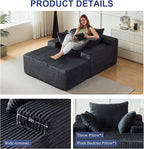 67 Inch Chaise Lounge Chair Indoor, Oversized Upholstered Boneless Sofa Bed, Corduroy Deep Seat Sleeper Couch Reading Chairs, Cloud Sofas Couches for Living Room, No Assembly Required (Dark Gray)