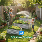 Quictent Raised Garden Bed Kit Oval Galvanized Metal Planter Box Tall for Vegetables Outdoor Backyard, Strengthened by Crossbar, Silver 6x3x2 ft