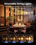 VIPAR Outdoor String Lights 25FT LED Patio Lights IPX5 Waterproof with 10+1 ST38 Shatterproof Edison Bulbs, 2700K Connectable Outside Hanging Light for Porch, Garden, Backyard, Deck, Balcony, Decor