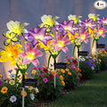 Solar Garden Lights Outdoor, 4 Pack Flower Lights for Outside, 16 Solar Lilies with Butterflies, Waterproof Garden Decor for Yard, Patio, Gifts for Women Mom (4 pcs Lilies)