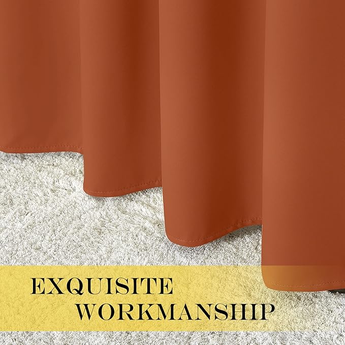 NICETOWN Blackout Curtains 54 Inches Long, Thermal Insulated Room Darkening Curtains for Bedroom, Window Treatment Drapes for Living Room Nursery (W66 x L54 Inch, Burnt Orange, 1 Panel)