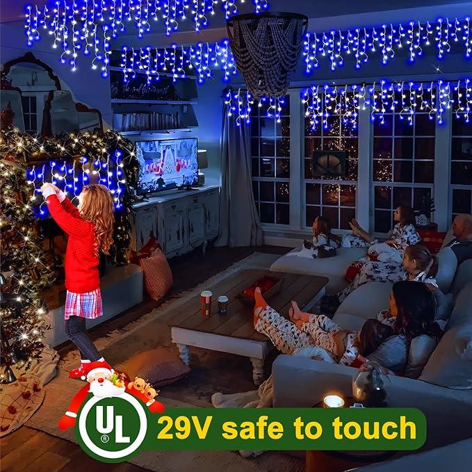 String Lights 400 LED 33ft Blue and White Outdoor Christmas Lights