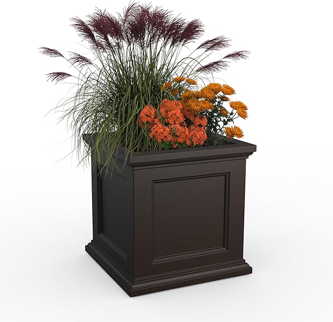 Mayne Fairfield 24-Inch Self Watering Square Planter Box, Weather-Resistant and Durable, Ideal for Indoor and Outdoor Use, Perfect for Patio, Porch, or Entryway