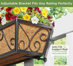 Y&M 30 Inch Butterfly Window Deck with Coco Liner, Fence Metal Hanging Flower Planter Window Basket Deck Railing Planter Boxes for Outdoor Garden Lawn 4pcs