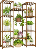 Bamworld Plant Stand Indoor Outdoor Hanging Shelf for Multiple Plants Tall Large Holder for Living Room Patio Balcony Garden (A-Cabinet-Wider)