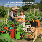 20 Gallon Potato Grow Bags: Set of 5 Colorful Gardening Supplies Fabric Pots with Harvest Window Reinforced Handles - Planting Container for Vegetable Tomatoes Carrot Flowers Balcony Patio Use