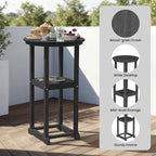Ciokea 3 Pcs Compact Outdoor Bar Set, Space-Saving Round Bistro Set with 2 Backless Saddle Stools & Storage Shelf, All-Weather HDPE High-Top Table Set for Small Balcony, Patio and Poolside, Black