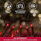 Indoor String Lights, 42.8 FT Red Incandescent Set with 200 T5 Bulbs