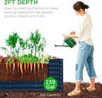 Best Choice Products 8x2x2ft Raised Outdoor Metal Garden Bed, Deep Root Box Planter for Vegetables, Flowers, Herbs, 240 Gallon Capacity, 100% Non Toxic Materials - Navy