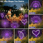 Garden Outdoor Lights, 2 Pack 120 LED Solar Garden Lights Fairy Lights Outdoor Waterproof Decorative Solar Firework Lights for Yard Patio Pathway Flowerbed Party Wedding Decor, Purple