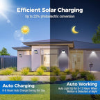 Peasur Solar Powered Lights Outdoor Motion Sensor, 2 Pack 140 LED Fence Light Waterproof, White Frame Security Wall Lighting for Outside Deck Yard Patio House Step