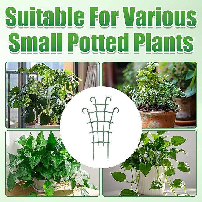 6Pcs Indoor Small Trellis, Trellis for Potted Plants, Plant Support Stakes for Climbing Plants, Stackable Plastic Plant Support for Vine Ivy Pothos Hoya