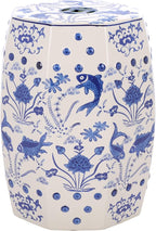 Safavieh Castle Gardens Collection Glazed Ceramic Blue Cloud 9 Chinoiserie Garden Stool