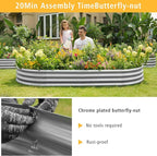 Garden 8x4x1ft Galvanized Raised Garden Bed Kit - Metal Planter Boxes for Vegetables/Herbs/Flowers, Heavy-Duty Steel Outdoor Garden Box with Reinforced Edges(8X4X1FT)