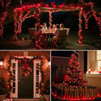 btfarm 4 Pack Solar String Lights Outdoor - 320LED 132FT Solar Fairy Lights Outside Waterproof 8 Modes, Copper Wire Solar Powered Twinkling Lights for Tree Garden Christmas Wedding Party Decor, Red