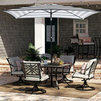 JEAREY 6.5x10 ft Rectangular Patio Umbrellas Rectangle Outdoor Umbrella with Push Button Tilt and Crank, Market Table Umbrella 6 Sturdy Ribs UV Protection for Poolside Garden Backyard Deck, Black-White Stripe