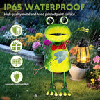 Solar Garden Lights Frog Statue,13.78in Tall Frog with Lantern Waterproof, Birthday Gifts for Women Mom Grandma, Big Metal Frog Stakes Decorative for Home Front Patio Balcony Yard Art Lawn
