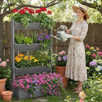 DoCred Vertical Wooden Raised Garden Bed, 4 Tier Upgraded Garden Planters Freestanding Wood Plant Stand Flower Rack Wooden Planter Box for Plants Herbs Flowers Vegetables Outdoor Indoor