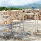 Outdoor Bar Table, 38" Patio Bar Height Counter Console Table, Waterproof HDPS Slatted Top, Weather Resistant, Hot Tub, Balcony, Yard, Indoor or Outdoor Use, Sand