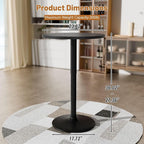 Flamaker Round Bistro Pub Table 23.6 Inch Height Adjustable 360° Swivel Bar Table Metal Base for Pub, Dining Room, Party (2, Full Black)