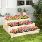 Giantex 3-Tier Raised Garden Bed, Tiered Planter Box w/Open-Ended Base, Fir Wood Elevated Raised Beds for Gardening, Vegetable Flower Herb Fruit, Perfect for Patio, Lawn, Backyard