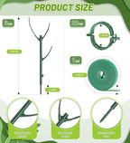 Plant Support Stakes, 6 Pcs Stackable Plant Support Poles with 20 Clips, 1 Roll Tie for Indoor Outdoor Monstera Climbing Plants, Green