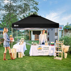 Pop Up Canopy Tent 10x10 ft, Black, UPF 50+ with Push Center Lock