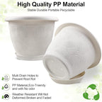 6 Inch Flower Pots Planters for Indoor Outdoor Plants, 6 Pack Plastic Small Plant Pots with Drainage Hole & Tray, Modern Decorative Garden Pot with Saucer, Plant Container for House