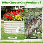 17" Tall Outdoor Garden Raised Garden Bed Kits, 5ft X 2ft Oval,0.8MM Thick Metal Raised Planter Bed/Ground Planter Box for Variety of Flowers,Herbs,Vegetables (Cream White, 60X24X16.5 Inches)