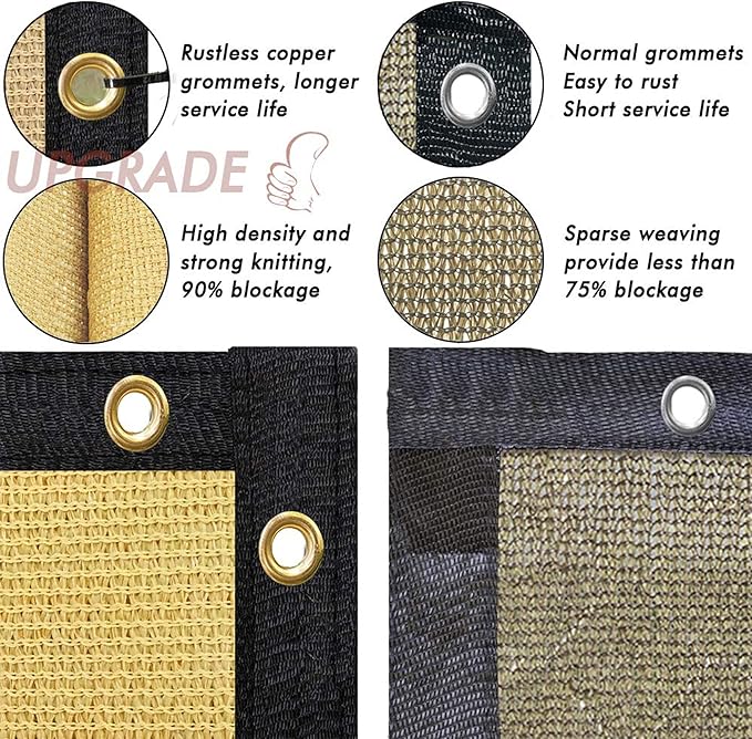 UPGRADE Privacy Fence Screen 6'x16' Sand Outdoor 90% Visibility Blockage 170 GSM Mesh Shade Cover Panels for Backyard,Balcony,Home Decoration with Zip Ties,Customized Avaliable